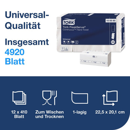Tork PeakServe® Endlos-Handtücher H5 Universal, 4.920 Blatt, Weiß, 100585