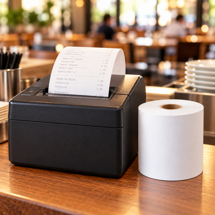 Bondrucker mit Thermorolle an der Kasse