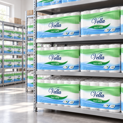 Vorrat an Vella Toilettenpapier im Lager