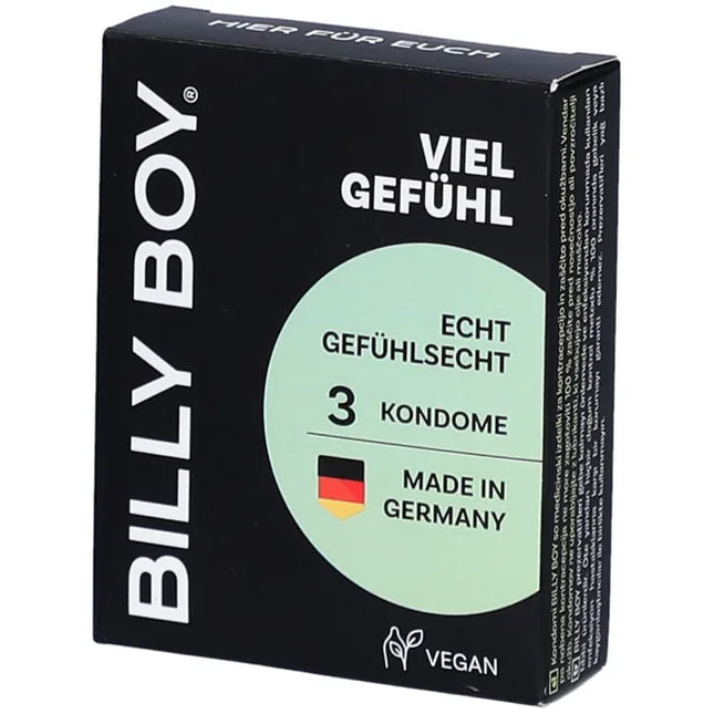 BILLY BOY Kondome Viel Gefühl 3er Pack – vegan, echt gefühls-echt, Made in Germany