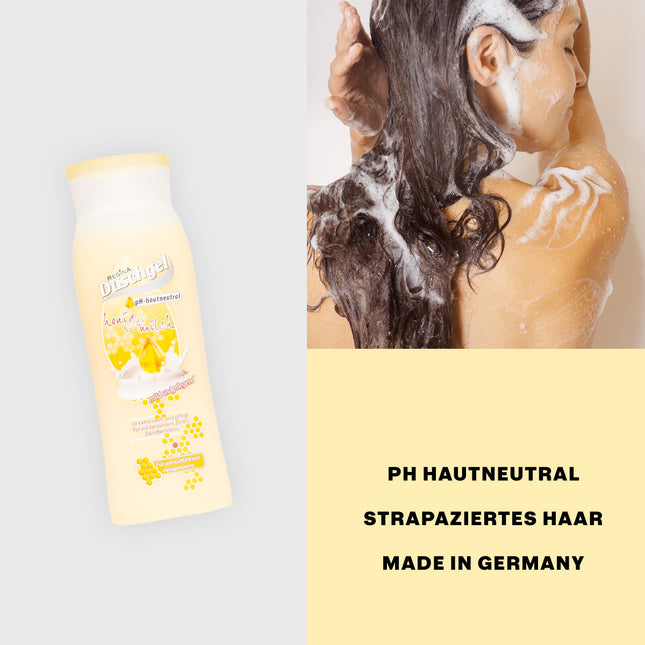 Regina Duschgel mit Honig-Milch-Duft – pH-hautneutral, für strapaziertes Haar, 1000 ml Flasche mit Pflegeformel

