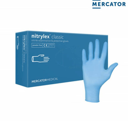 Mercator Nitrylex Blue Nitrilhandschuhe in Blau, puderfrei und latexfrei, 100 Stück pro Box