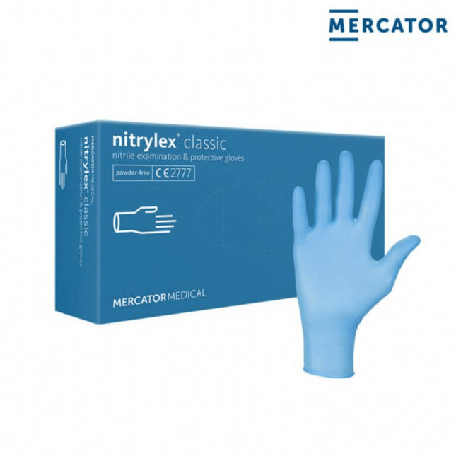 Mercator Nitrylex Blue Nitrilhandschuhe in Blau, puderfrei und latexfrei, 100 Stück pro Box
