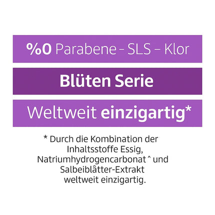 Sleepy Blüten-Serie Orchideen-Garten – ohne Parabene, SLS und Chlor. Mit Essig, Natriumhydrogencarbonat und Salbeiextrakt – weltweit einzigartige Formel.


