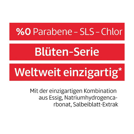 Sleepy Blüten-Serie – weltweit einzigartig. Ohne Parabene, SLS und Chlor. Mit Essig, Natriumhydrogencarbonat und Salbeiblatt-Extrakt für natürliche Reinigung.