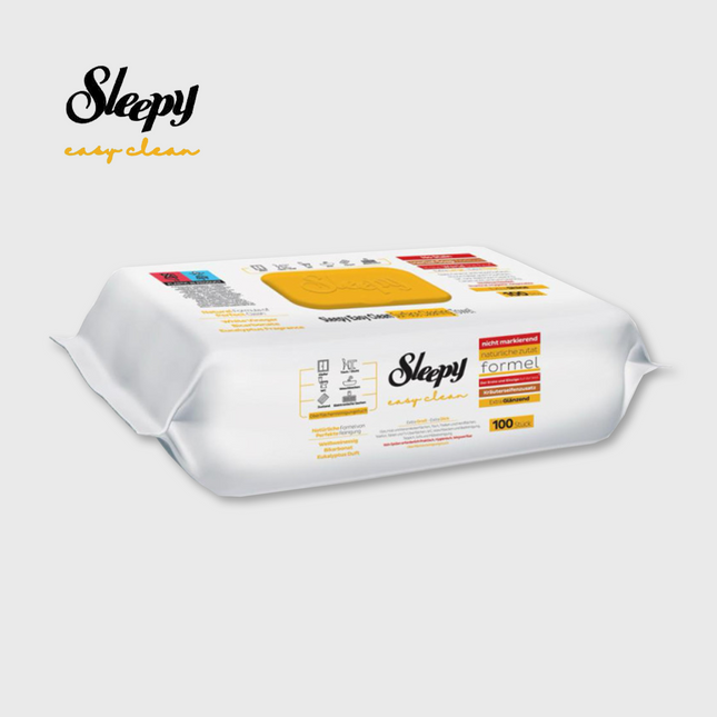 Sleepy Easy Clean Allzwecktücher mit orangefarbener Lasche – 100 Stück, geruchsneutral, für vielseitige Oberflächenreinigung

