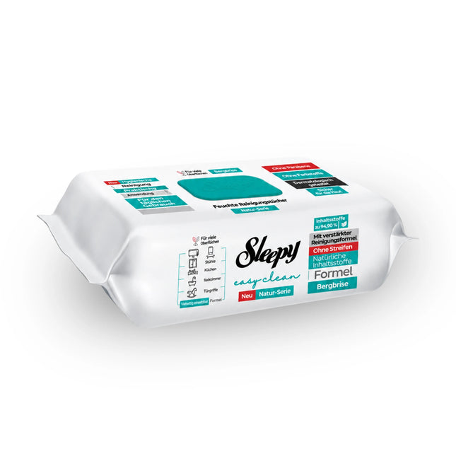 Sleepy Easy Clean Reinigungstücher Mint – Bergbrise, Packung Vorderseite, 100 Tücher