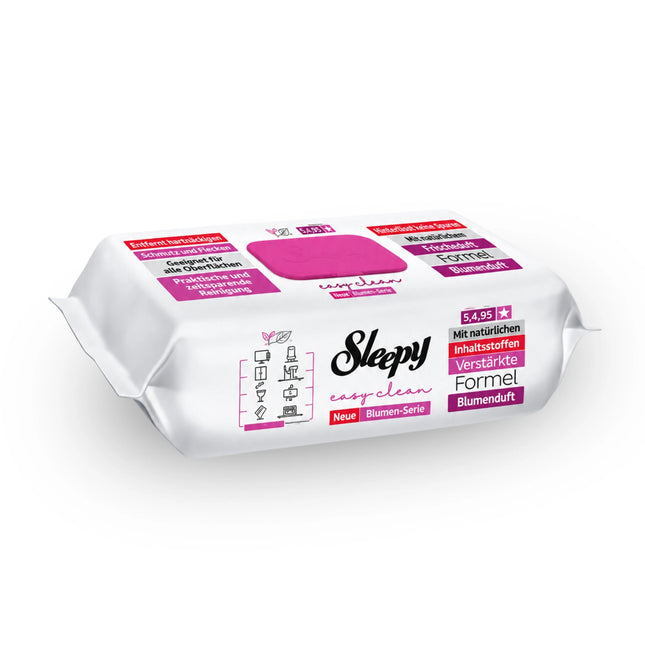 Sleepy Easy Clean Reinigungstücher Pink – Lilienbouquet, Packung Vorderseite, 100 Tücher