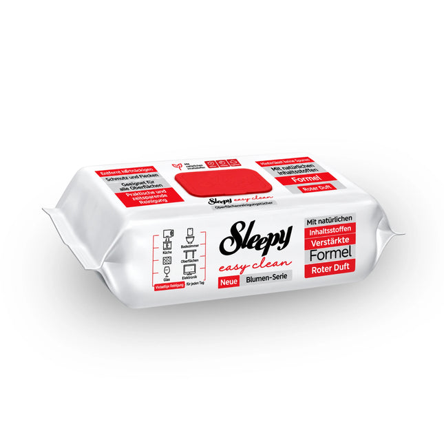 Sleepy Easy Clean Reinigungstücher Rot – Kirschblüte, Packung Vorderseite, 100 Tücher