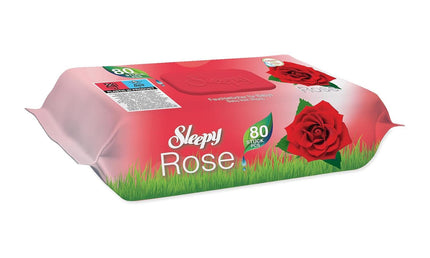 Verpackung der Sleepy Rose Feuchttücher mit 80 Stück