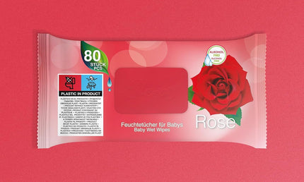 Sleepy Rose Feuchttücher 80 Stück auf pinkem Hintergrund