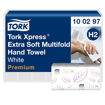 Tork Xpress Extraweich Multifold-Handtücher H2 Premium Weiß 100297 – 2-lagige Papierhandtücher