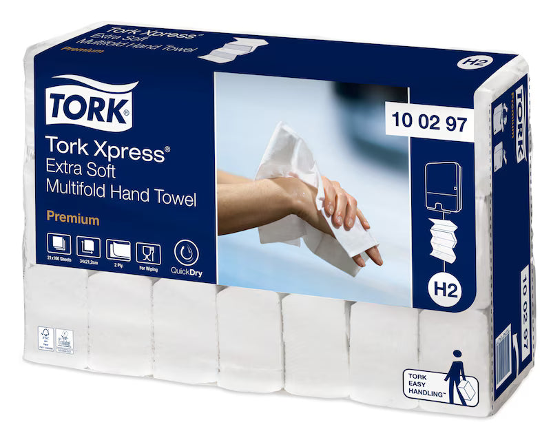 Verpackung der Tork Xpress Extraweich Multifold-Handtücher H2 Premium 100297