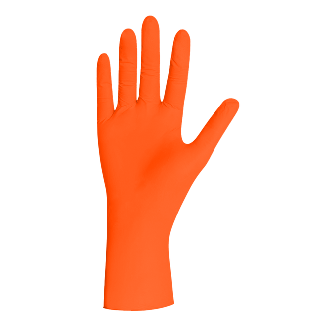 Unigloves Orange Nitrilhandschuh – robuster Einmalhandschuh für Werkstatt, Auto & Industrie, latexfrei und puderfrei